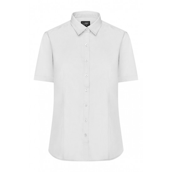 DAMESBLOUSE LADIES JN679 SHIRT SHORT SLEEVE POPLIN WHITE Bedrijfskleding bedrukken