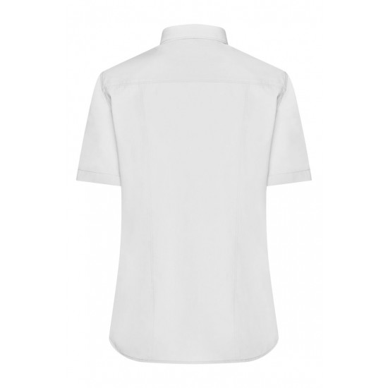 DAMESBLOUSE LADIES JN679 SHIRT SHORT SLEEVE POPLIN WHITE Bedrijfskleding bedrukken